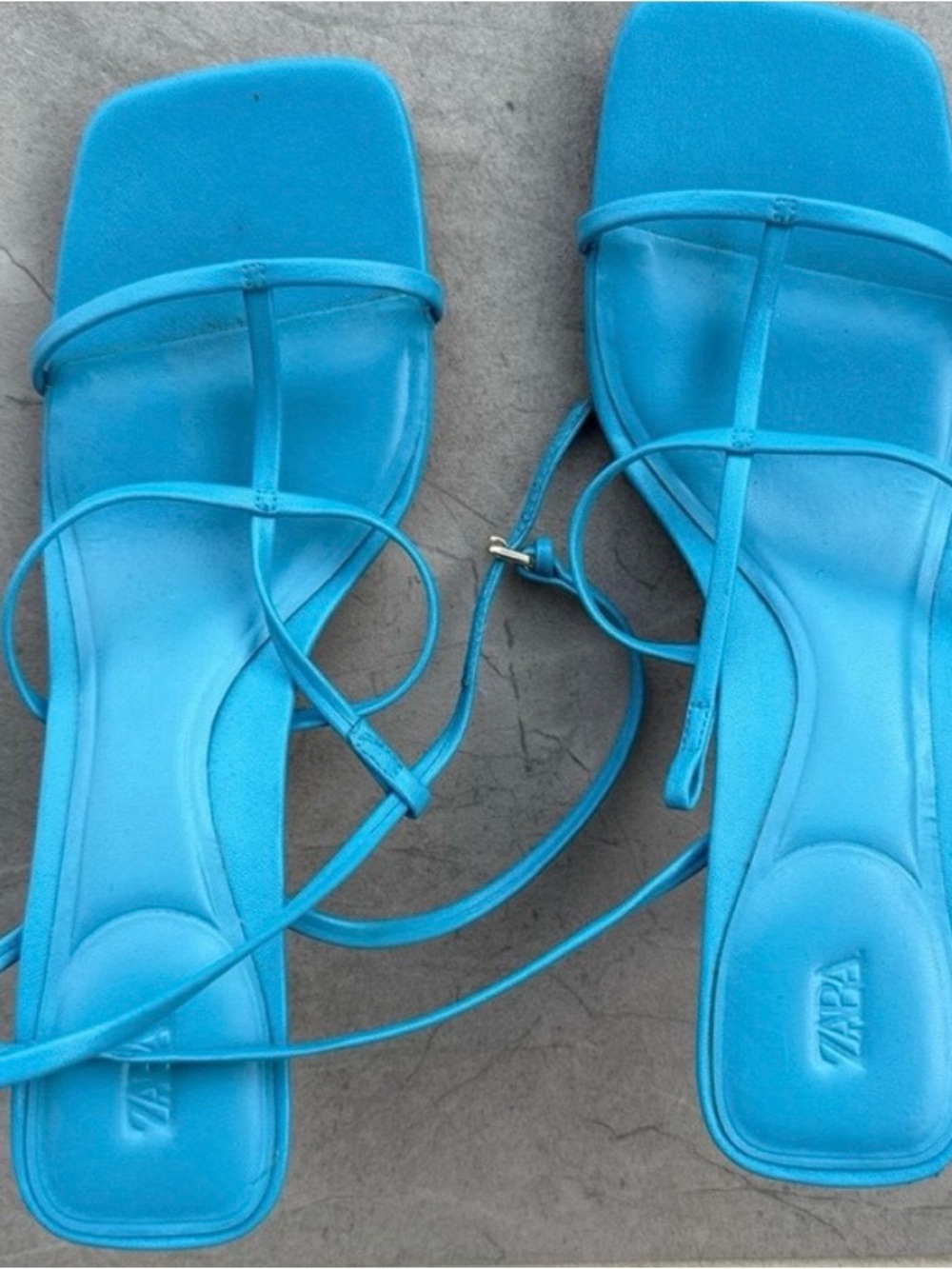 Zara Bright Blue Strappy Square-Toe Sandals - Picture 5 of 5
